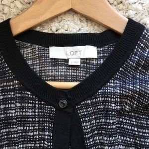 Loft black and white twill print cardigan